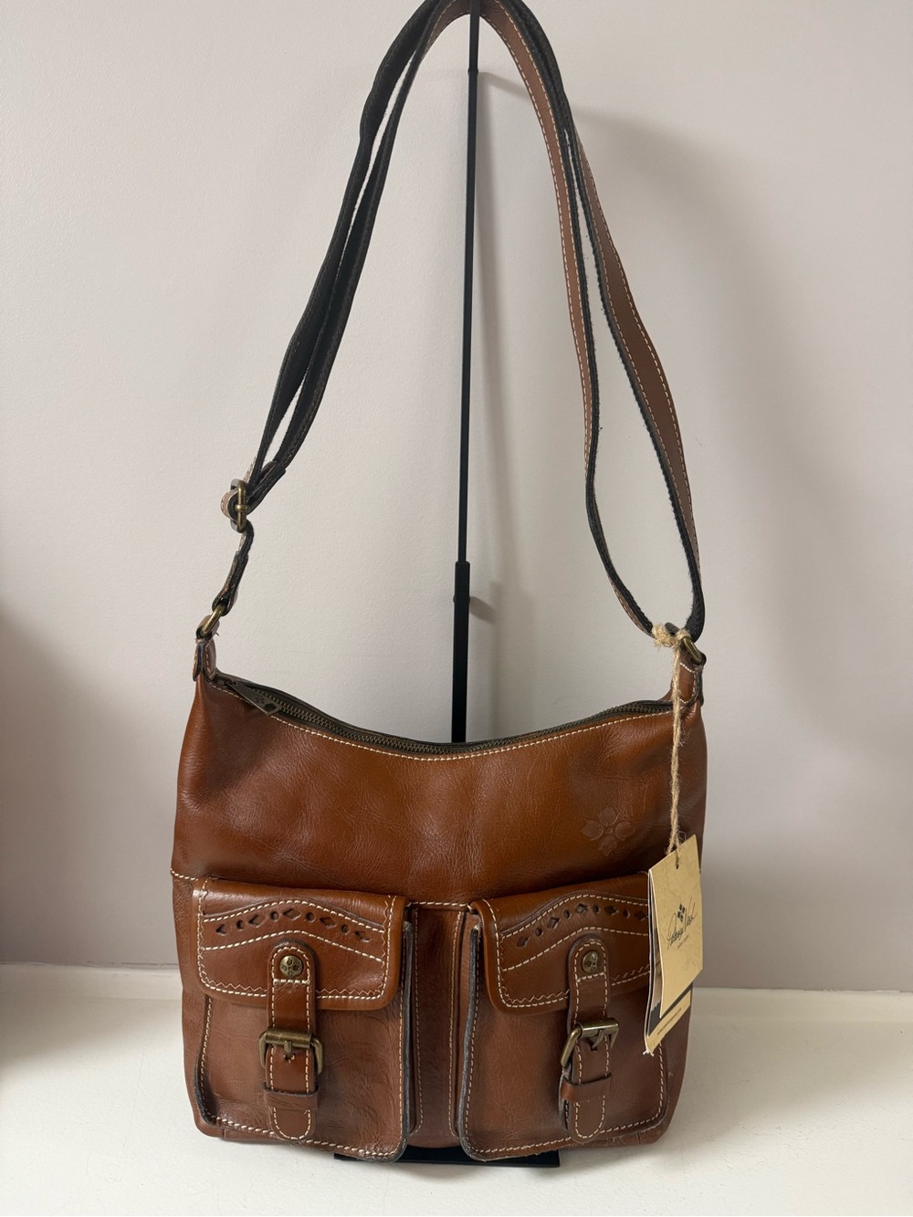 Patricia Nash Chestnut Brown Leather Crossbody Bag! NWT!